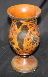 87. Antique Carved Wooden Vase