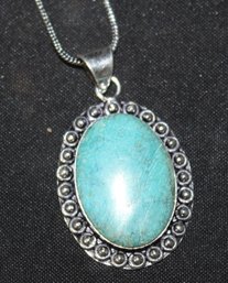 93. German Silver Turquoise(sy) Pendant