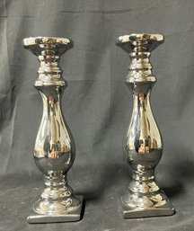 66. MCM 'Silver' Candle Holders (2)