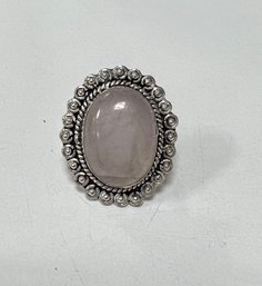 87. German Silver Rose Quartz Ring