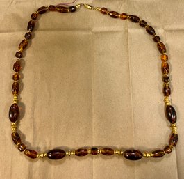 7. Vintage Amber Bead Necklace With Barrel Clasp