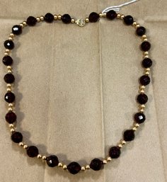 10. Garnet And Gold Beaded Necklace