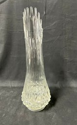 6. Antique L.E. Smith Clear Iridescent Carnival Glass Vase