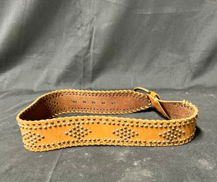 45. Vintage Ladies Brown Leather Studded Waist Belt