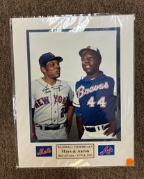 132. Signed Baseball Photo Of Hank Arron And Willie Mays