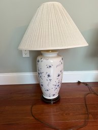 12. White Porcelain Table Lamp With Blue Flowers