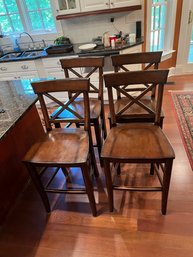 24. Good Quality Solid Plank Seat Dining Chairs (4)