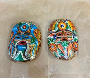 17. Mexican Hand Painted Clay Masks (2)