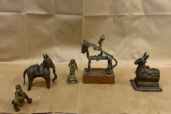 8. Antique Indian Brass Figures (5)