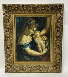 30. Early Continental School Oil Madonna And Child