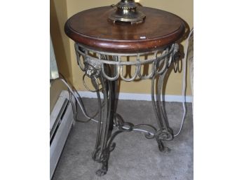 67. Wrought Iron & Wood Side Table.