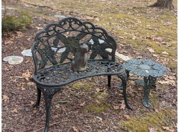 182. Figural Cast Iron Bench W/ Stand
