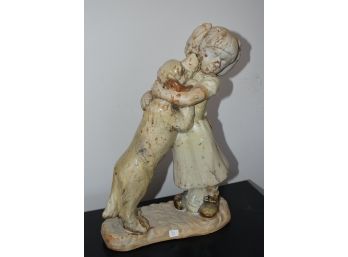 90. Porcelain Statue Of Dog & Girl