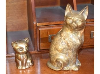 55. Figural Brass Paperweights: Cats (2)