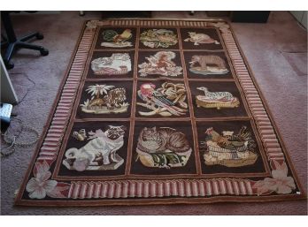 86. Antique Animal Hooked Rug
