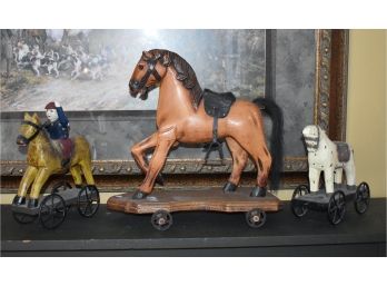 78. Set Of Equestrian Folk Art Figures (3)