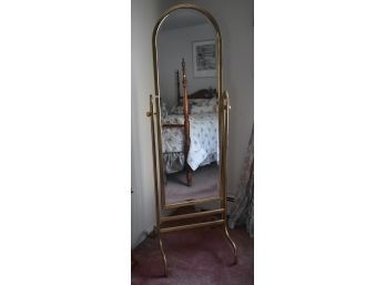 132. Brass Cheval Mirror In Frame