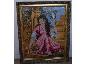 47. Framed Needlepoint Of Victorian Woman