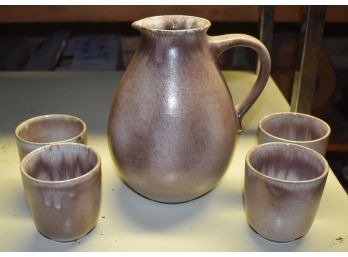 117. Gotek Stoneware Pitcher And Cups (5)