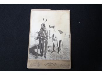 48. Cabinet Card Indian With Horse & Remington