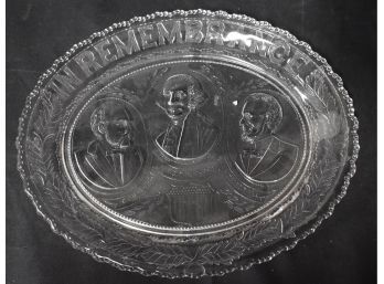 159. In Remembrance Pattern Glass Platter