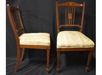 197. Pr. Victorian Inlaid Upholstered Chairs