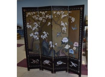 251.  Antique Lacquered Four Panel Screen.