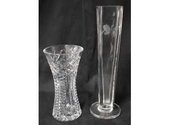 164. Great Quality Press And Etched Class Vases.
