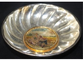 145. Italian Silverplate Bowl W/ Tin Art