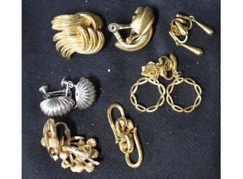 180. Vintage Earrings. Trifari, Monet And Napier ( 7 Prs.)