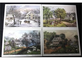 245. Currier & Ives Lithos. Four Seasons Post Cards (4)