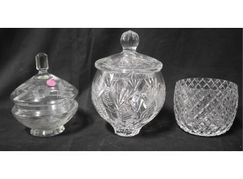 163. American Pressed Glass Covered Candy Dishes (3)