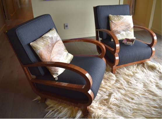 14. Pr. Global Views Bent Wood Upholstered Arm Chairs (2)