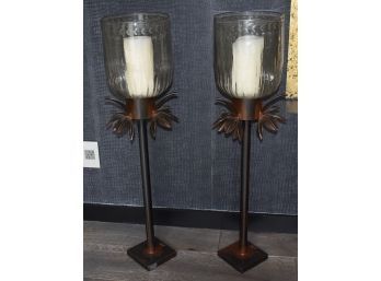 45. Pr. Jan Barboglio. Metal Work And Glass Candle Stands