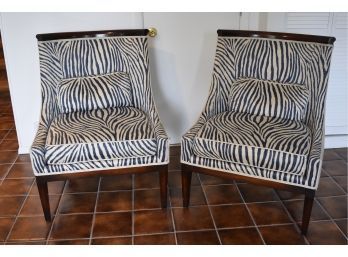 20. John Richards Pr. Of Upholstered Designer Zebra Print Chairs