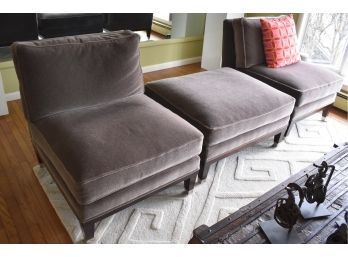 10. Three Piece Mohair Love Seats And Ottoman