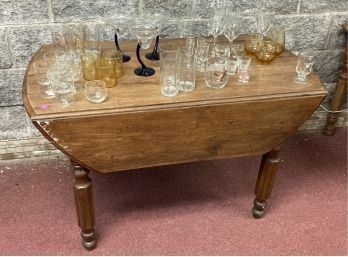 60. Dealers Lot Glass Ware & Dropped Leaf Table