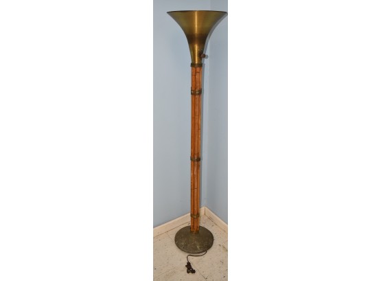 37. MCM Brass And Bamboo Lamp