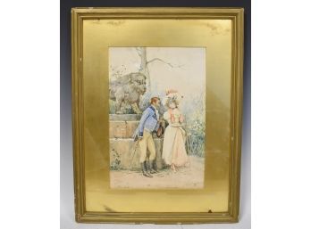 54. Orselli. Watercolor.Couple In A Park.