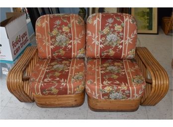 41. MCM Bamboo & Rattan Arm Two Piece Settee