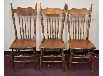 81. Six Oak Press Back Chairs