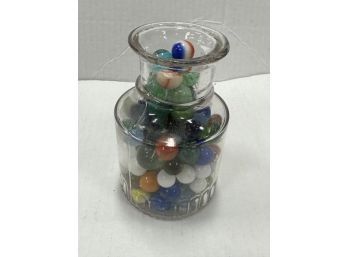 Glass Jar Of Antique Marbles