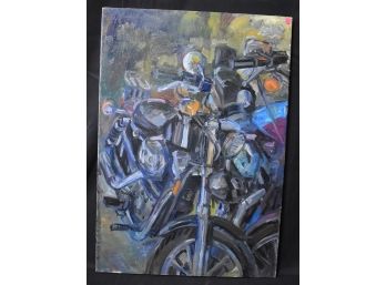John D. O'Shaughnessy 'Black Sportster'Oil On Canvas. Harley Davidson
