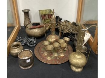Collectors Lot Of Middle Eastern Enamel And Brass And Other Items(16)