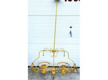Victorian Double Arm Painted Iron Gas Light Hanging Fixture