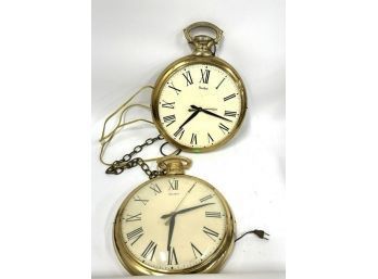 Two(2) United Brass Wall Clocks