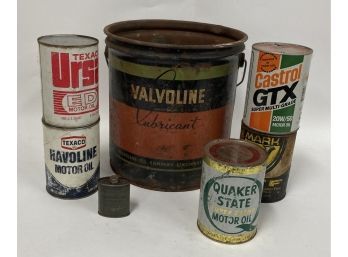 Valvoline Lubricant And Other Oil Can Including Texaco And Castrol