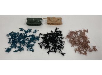 Assorted Toy Soldiers And Tanks