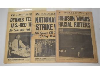 Daily News Newspapers. 1946 (2) & 1964 (1)