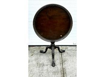 Chippendale Style Carved Mahogany Tilt-Top Table